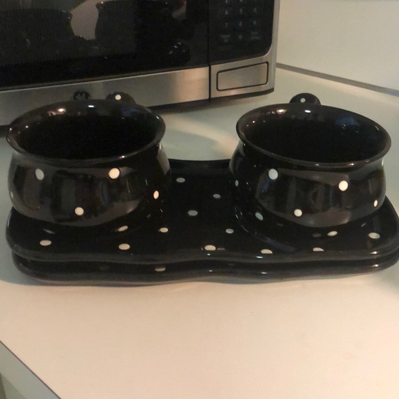 Brand New 2 Black & White Polka Dotted Soup Bowls - Picture 6 of 8